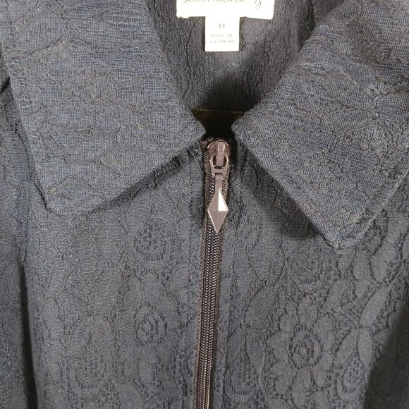 Susan Graver Navy Lace Topper - Jacket, Zip Front, Long Sleeve, Lt. Wt., Sz Med. - Picture 10 of 16